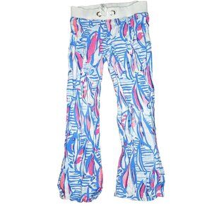 Lilly Pulitzer red light return linen beach Pants girls M 6/7 Colorful Abstract